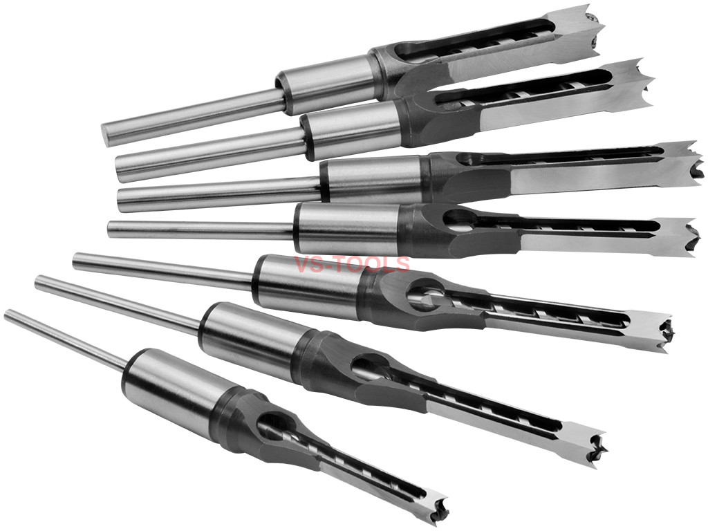 7pc Square Hole Mortise Chisel Drill Bit HSS Woodworking